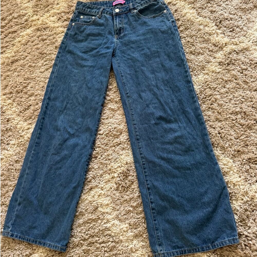 Y2K Edikted Dark Wash Jeans Women's Size Small Wide Leg Denim - Picture 6 of 6